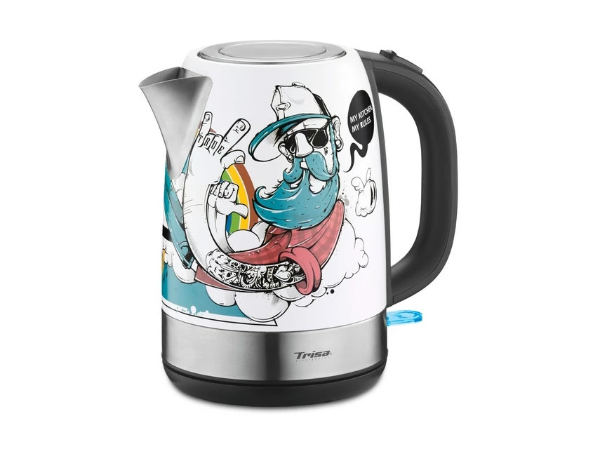 Coupon ⭐ Trisa Wasserkocher Street Art in silberfarben ✔️ 3 Coupon ⭐ Trisa Wasserkocher Street Art in silberfarben ✔️